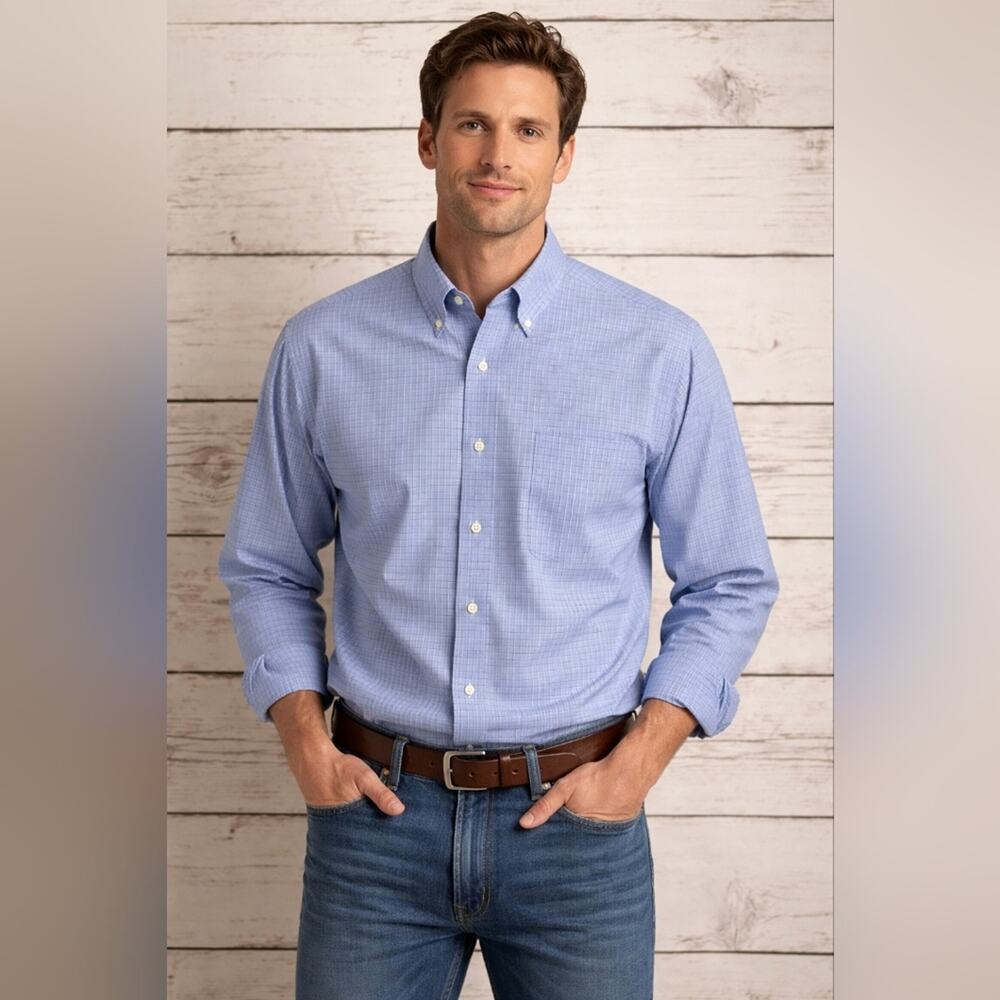 Ralph Lauren Blake Light Blue Plaid Button Down Shirt Sz.XXL #1963